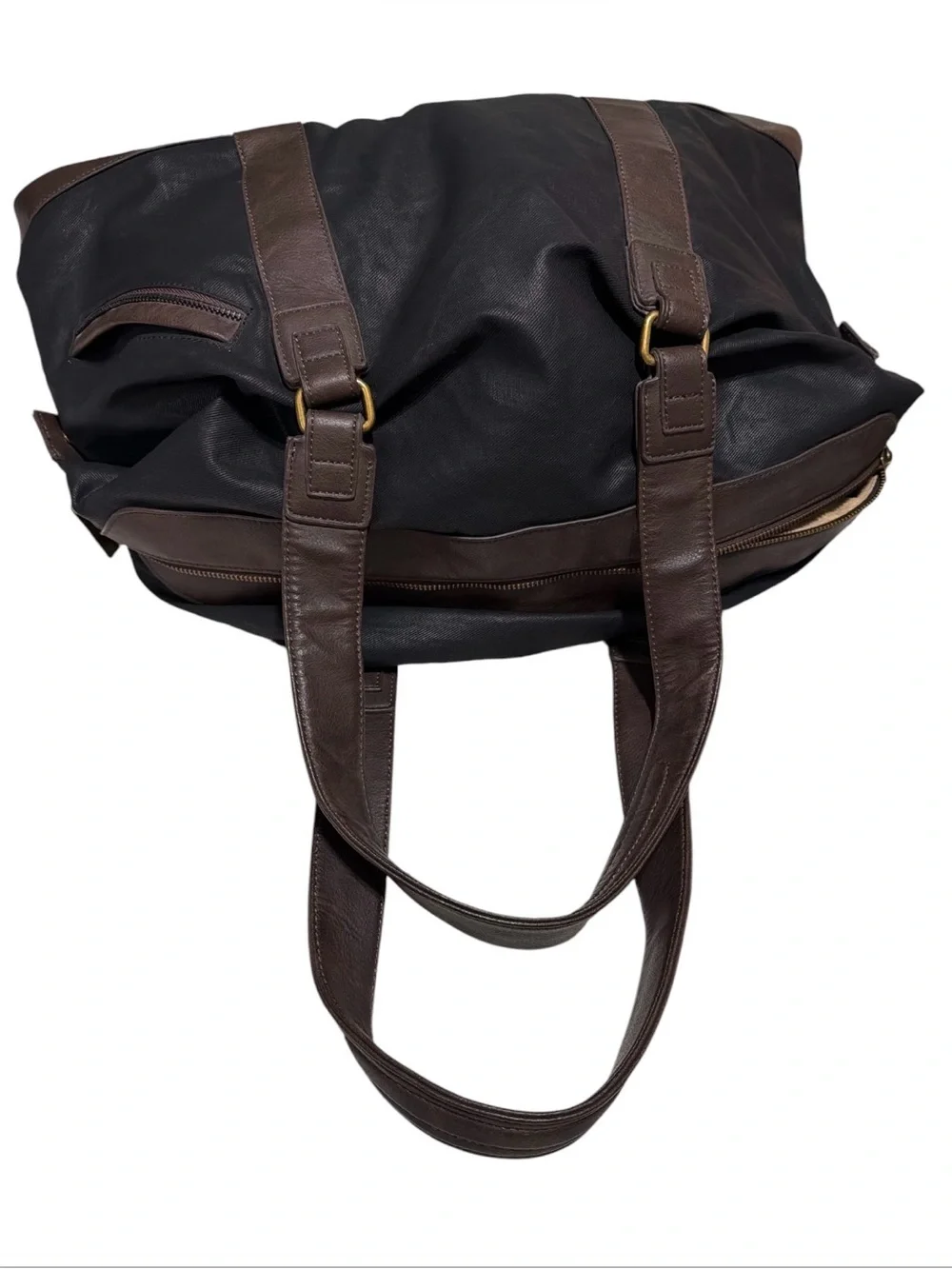 Matt & Nat Black Canvas Duffel with Brown Leather Trim